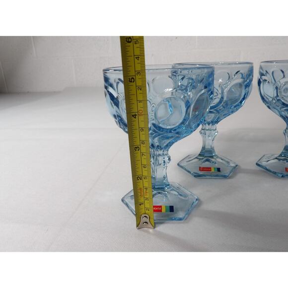 Fostoria Stemmed Glasses 5 1/8" Wine Goblet Blue Moonstone Light Blue NWT (4) - Picture 3 of 10